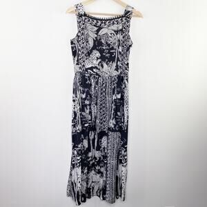 Donoratico Womens Maxi Dress Size L Animal Sleeveless Boho Resort Naturecore